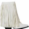 Shoes * | Azalea Wang Scarlett Chunky Western Fringe Bootie In White