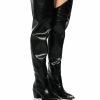 Shoes * | Azalea Wang Thigh High Western Boot In Black