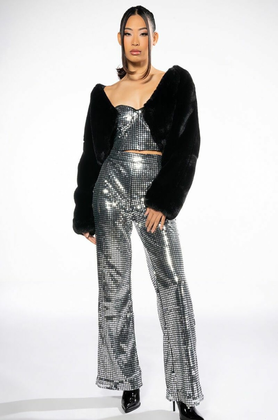 Bottoms * | Queen Sequin Pant Silver