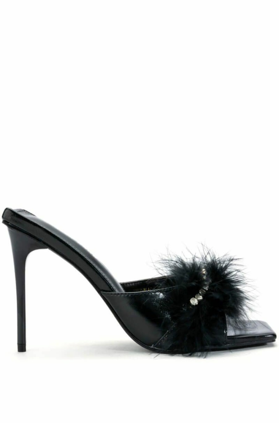 Shoes * | Azalea Wang Lulu Feather Slip On Sandal In Black