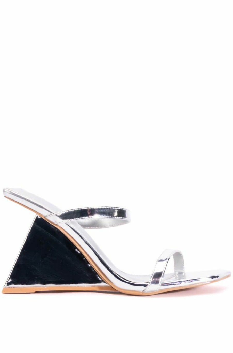 Shoes * | Azalea Wang Cornell Patent Wedge Sandal In Silver