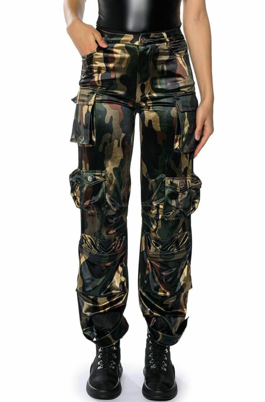 Bottoms * | Bonne Soiree Camo Cargo Pants Green Camo