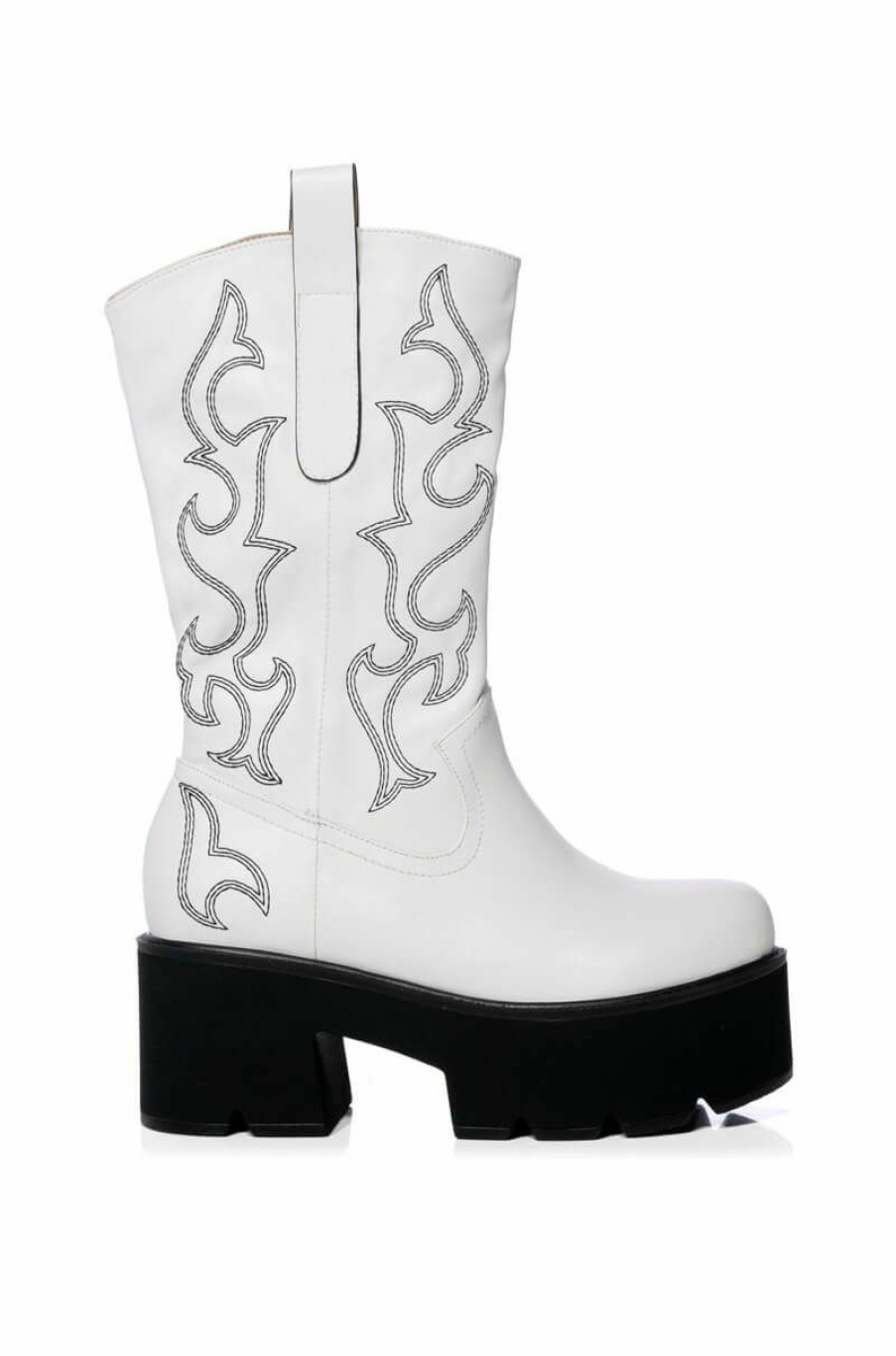 Shoes * | Azalea Wang Blizzard Chunky Western Boot In Black White