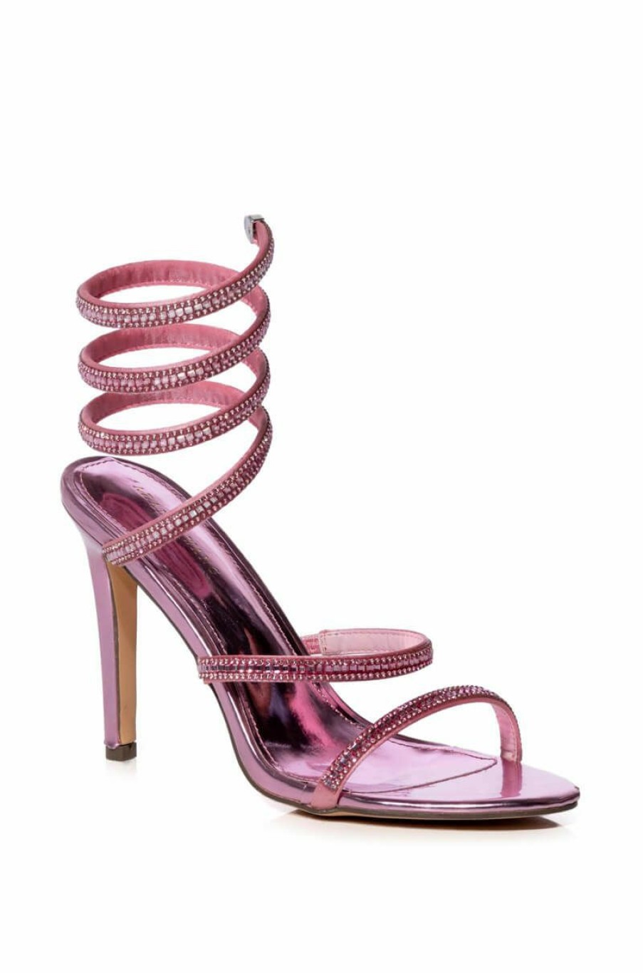 Shoes * | Azalea Wang Wrenley Rhinestone Stiletto Sandal In Pink