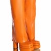 Shoes * | Azalea Wang Invisible Knee High Fold Over Chunky Boot In Orange