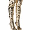 Shoes * | Azalea Wang Thriller Over The Knee Stiletto Boot In Gold