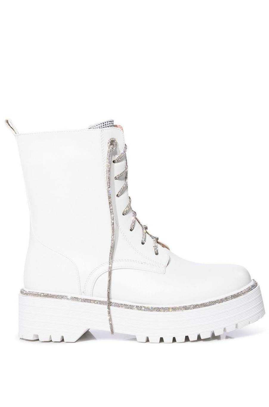 Shoes * | Azalea Wang Attentive Embellished Bootie In White