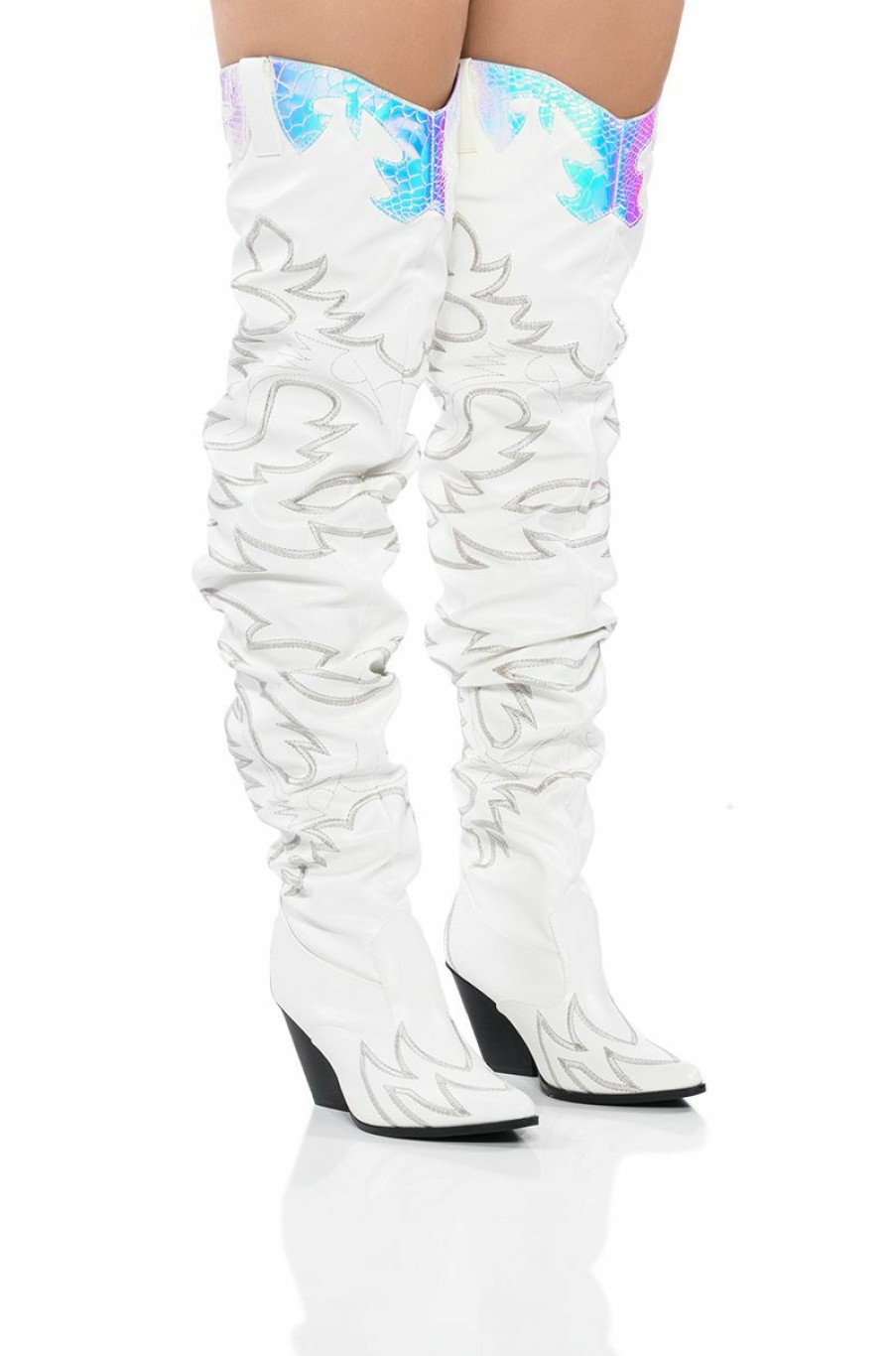 Shoes * | Kelsey Over The Knee Western Boot In White