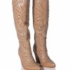 Shoes * | Azalea Wang Texas Embellished Western Boot In Nude Beige