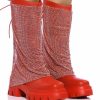 Shoes * | Azalea Wang Bloomfield Embellished Boot In Red