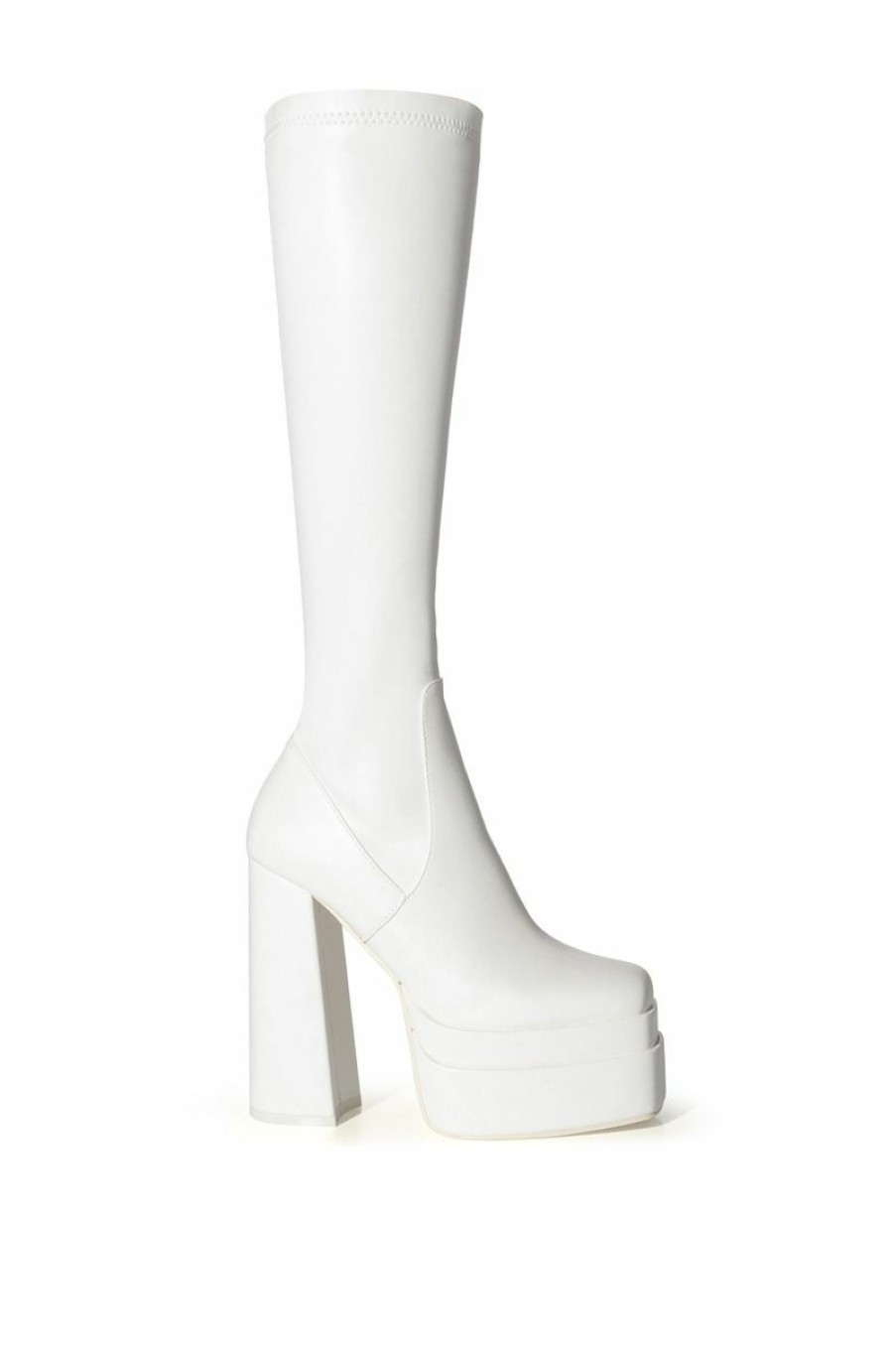 Shoes * | Azalea Wang Maxine Chunky Platform Boot With 4 Way Stretch In White