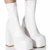 Shoes * | Azalea Wang Be Your Girl Chunky Platform Bootie With 4 Way Stretch In White