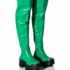 Shoes * | Azalea Wang Big Stepper Thigh High Flatform Boot In Green