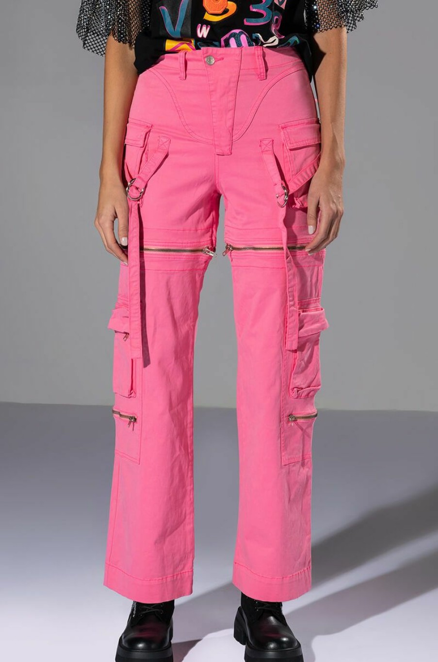 Bottoms * | Feels Wide Leg Cargo Pant Pink