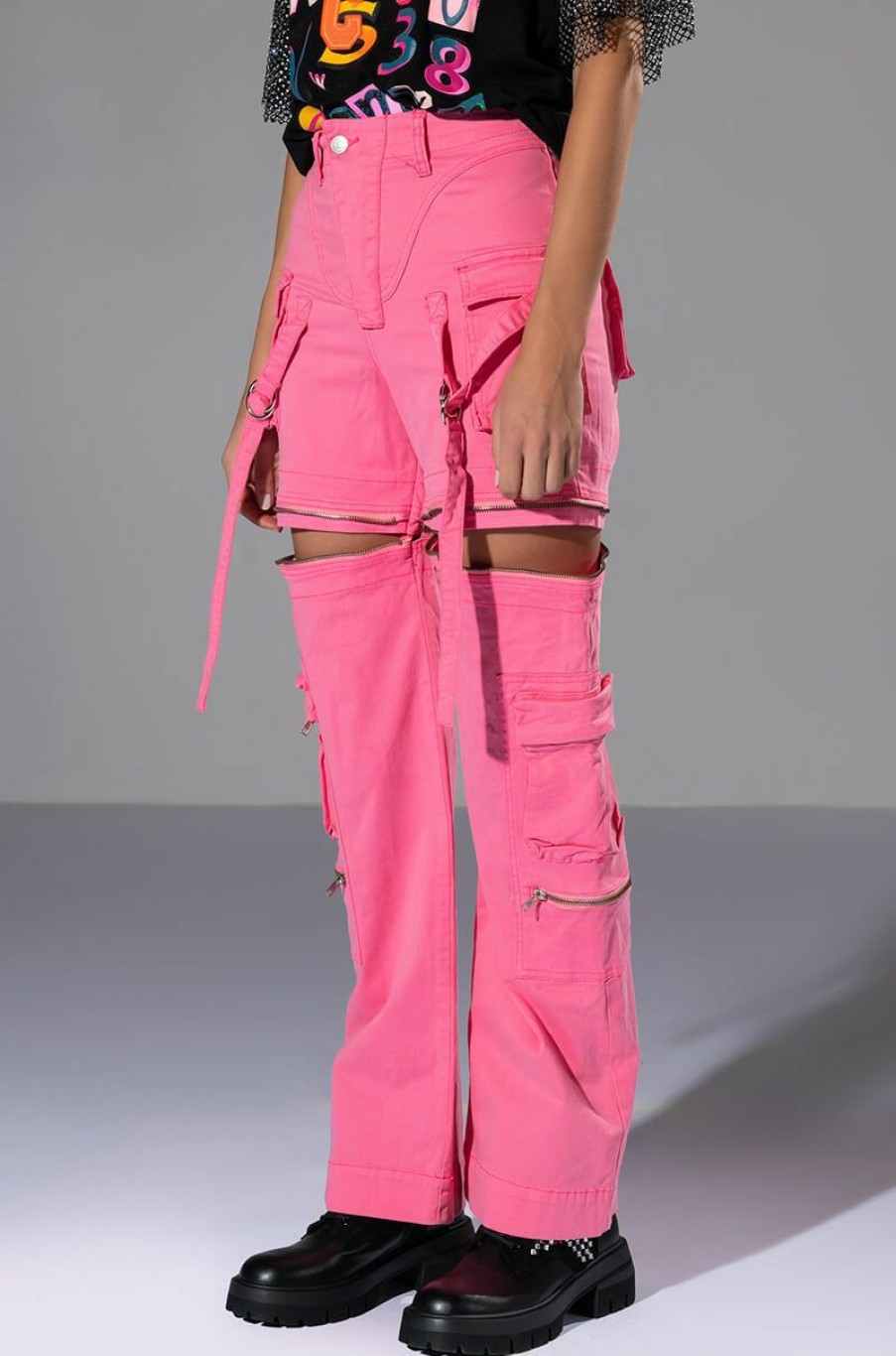 Bottoms * | Feels Wide Leg Cargo Pant Pink