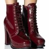 Shoes * | Azalea Wang Freddie Chunky Lace Up Bootie In Burgundy