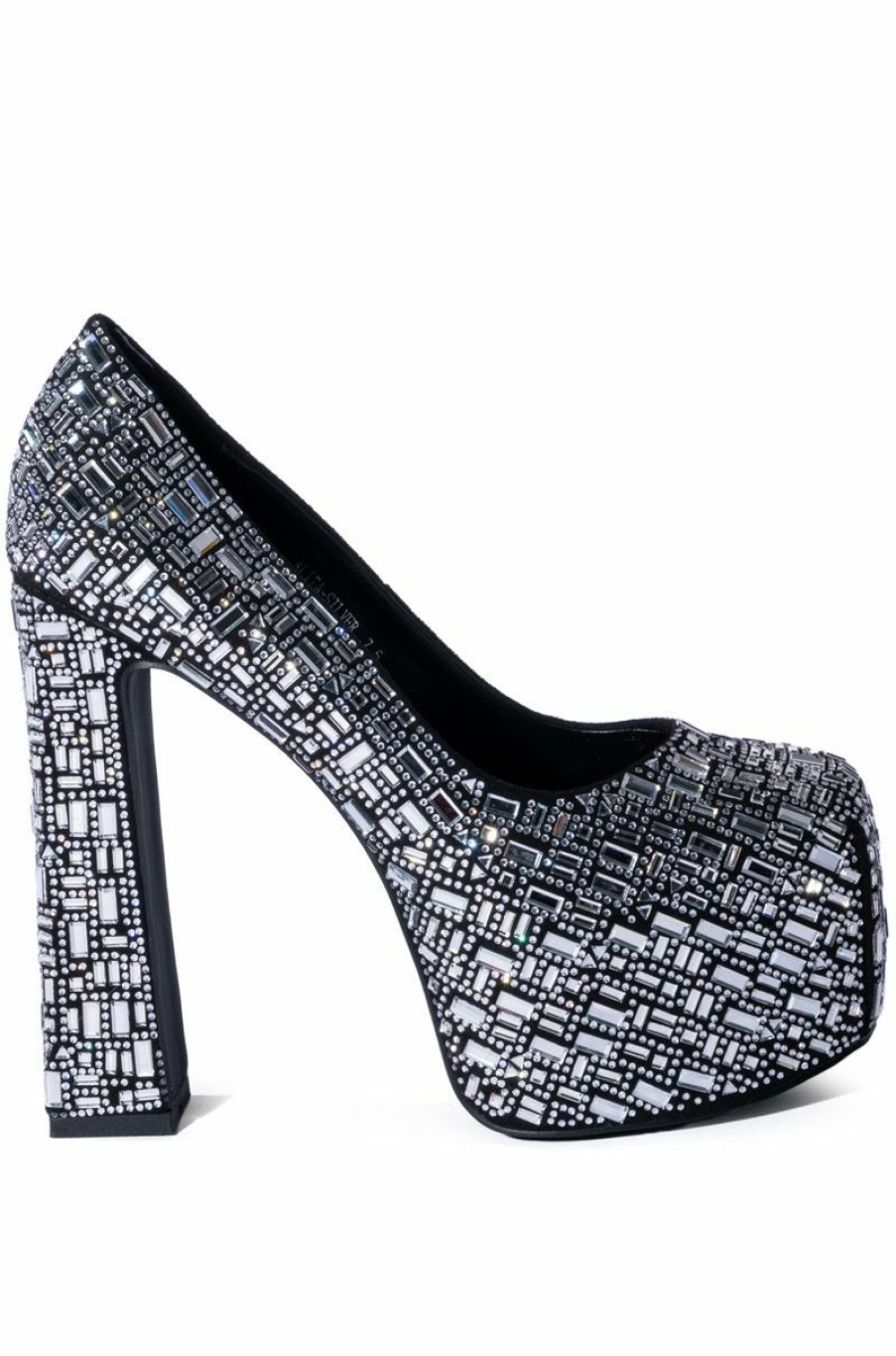 Shoes * | Azalea Wang New Direction Chunky Rhinestone Embellished Pump In Silver