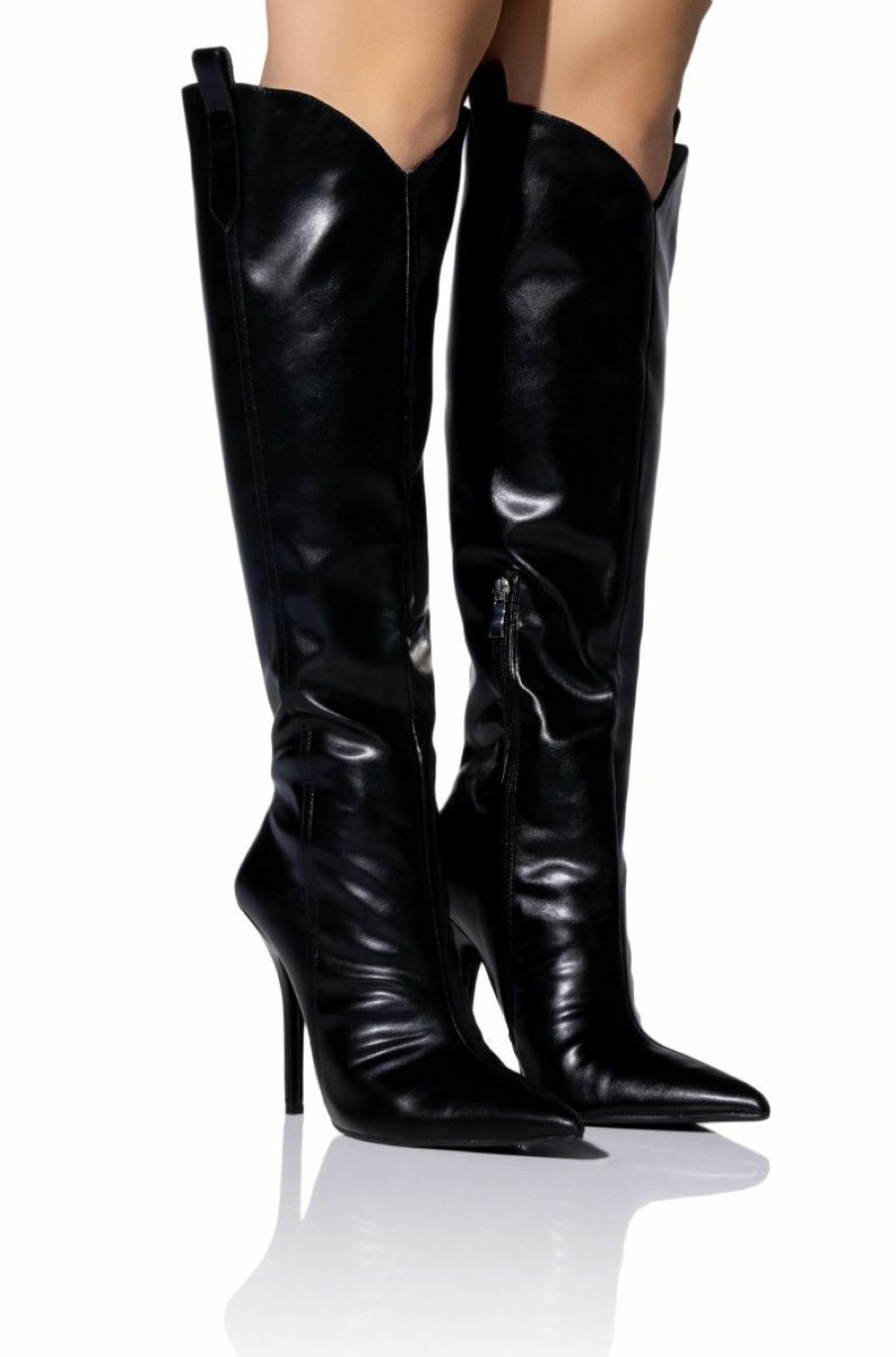 Shoes * | Cute Genes Western Stiletto Boot Black