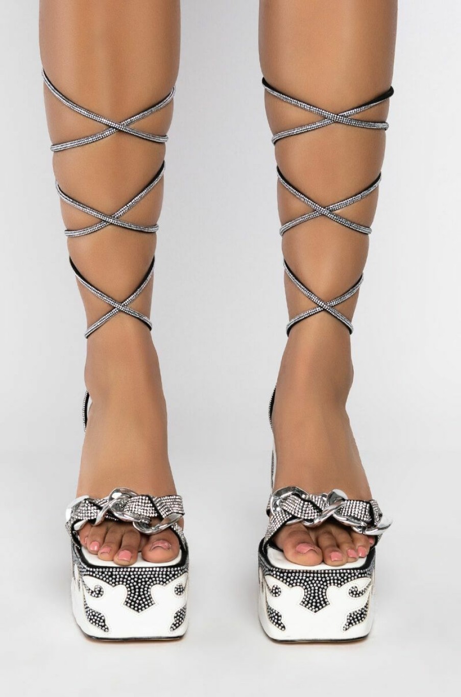 Shoes * | Azalea Wang Bolder Than You Chunky Sandal In Black White