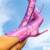 Shoes * | Azalea Wang Halo Holographic Stiletto Bootie In Purple