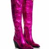 Shoes * | Azalea Wang After Party Metallic Western Boot In Pink