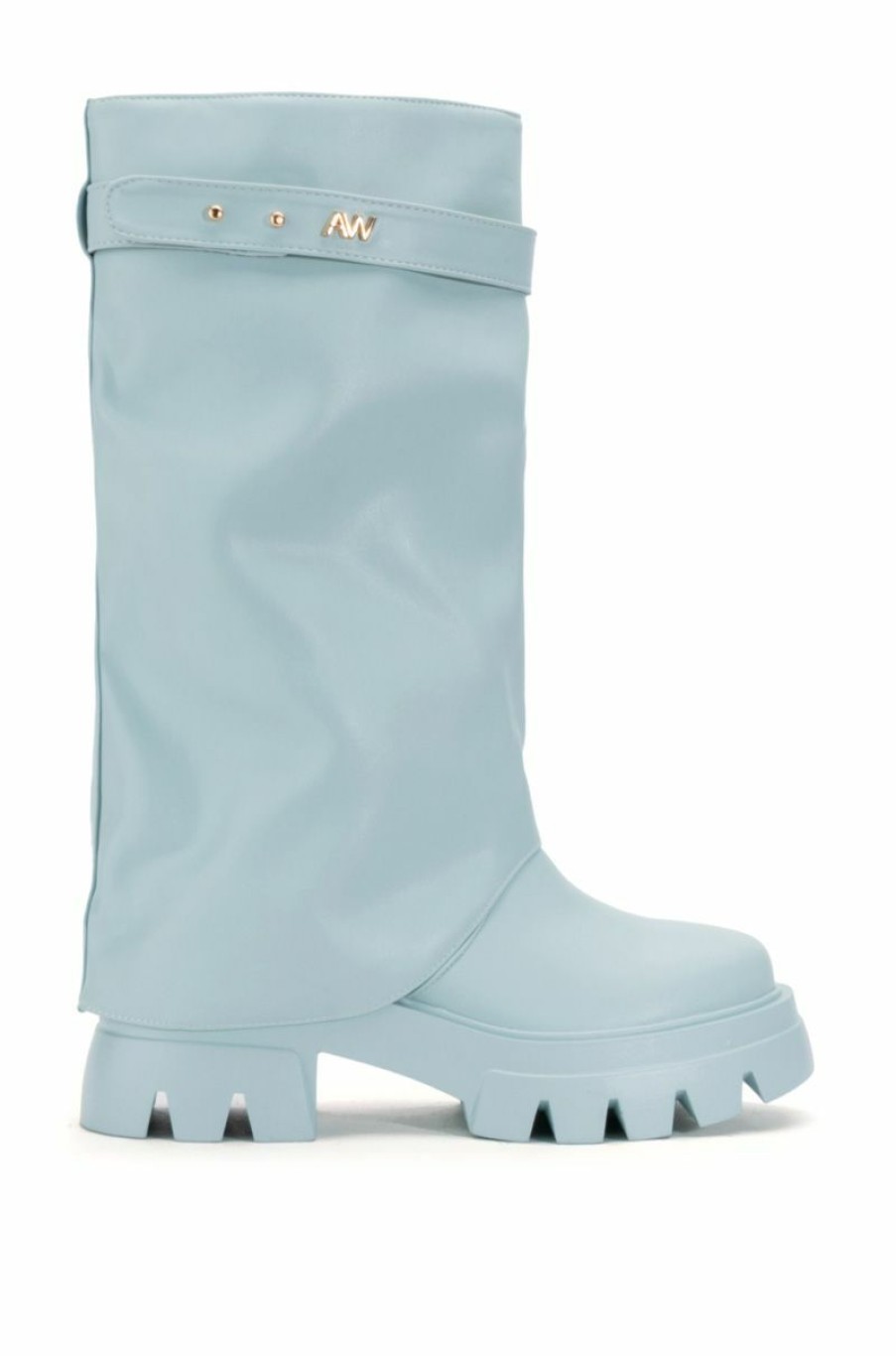 Shoes * | Azalea Wang Jet Fold Over Flatform Boot In Blue