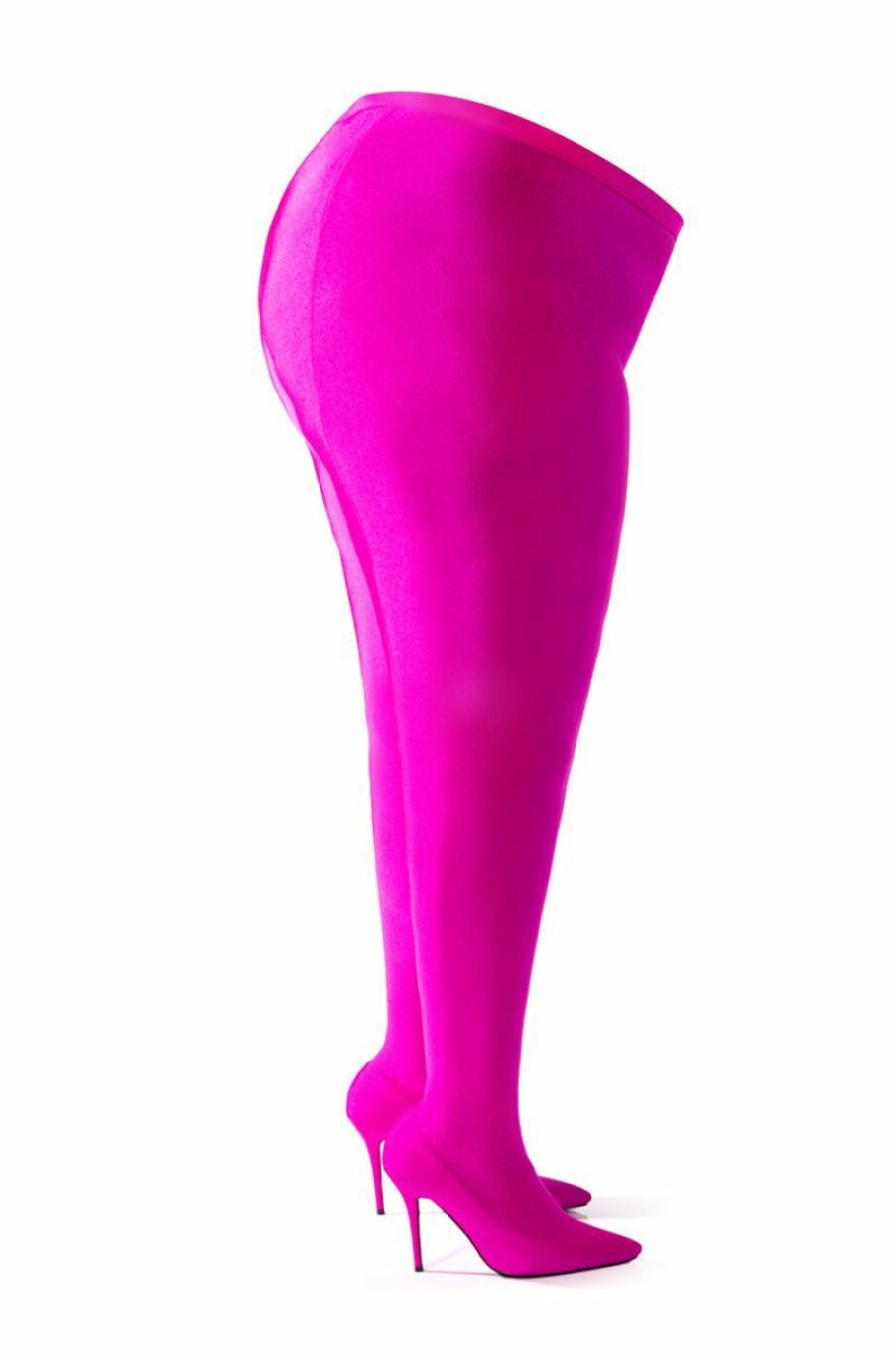 Shoes * | Plus Azalea Wang Star Stretch Stiletto Pant Boot In Fuchsia