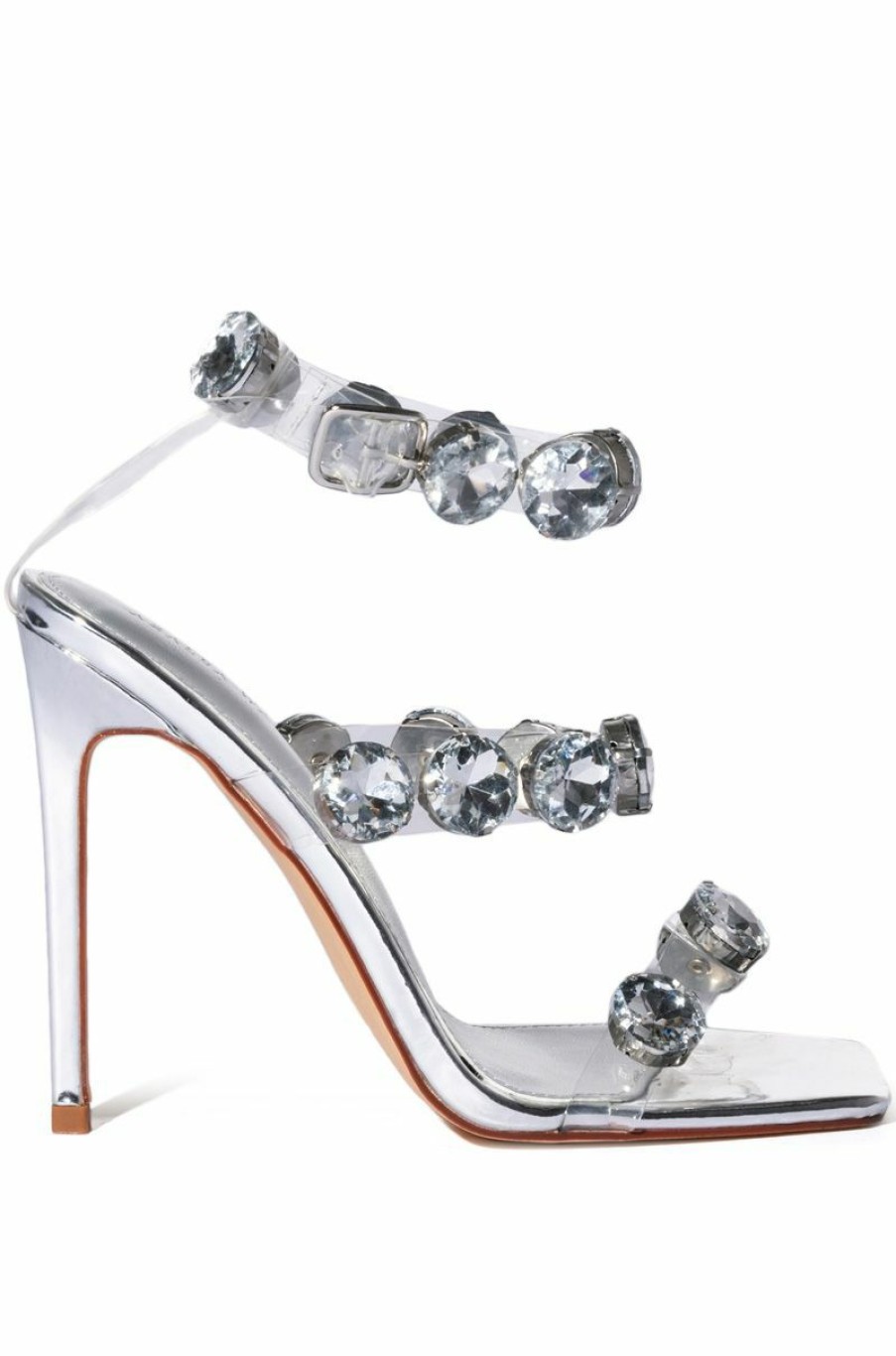 Shoes * | Azalea Wang Everly Blinged Out Chunky Sandal In Silver