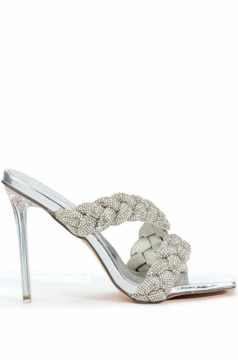 Shoes * | Azalea Wang Annabelle Embellished Stiletto Sandal In Silver