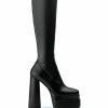 Shoes * | Azalea Wang To The Max Chunky Stretch Boot With 4 Way Stretch In Black