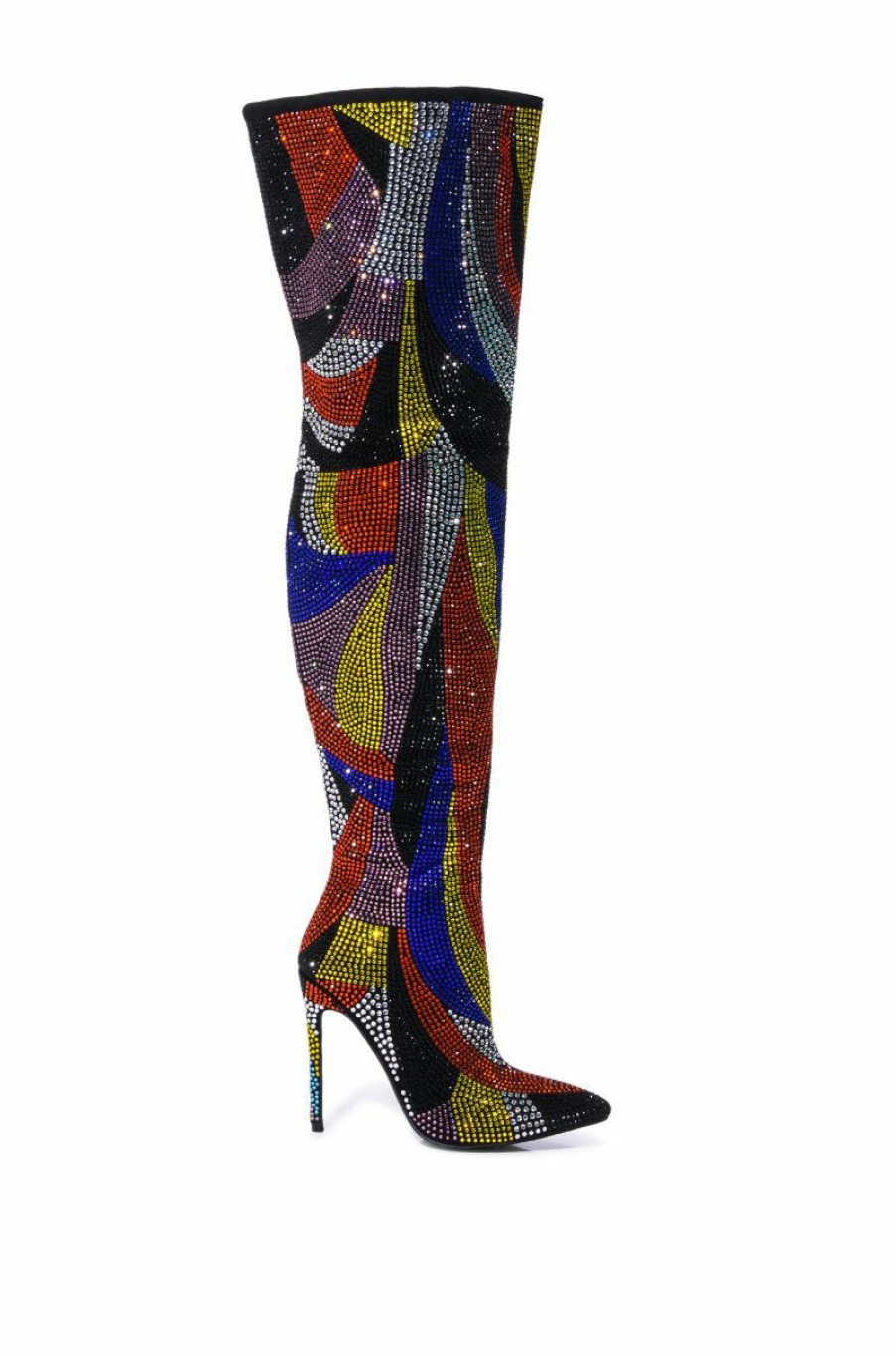 Shoes * | Azalea Wang Glamorous Embellished Stiletto Boot Multi