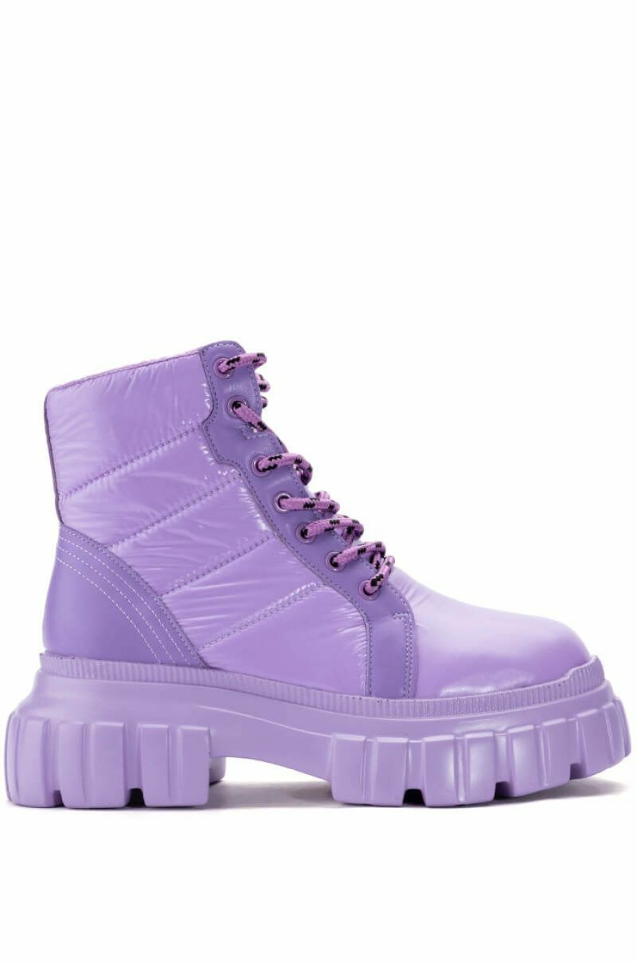 Shoes * | Azalea Wang Mercedes Puffer Flatform Boot In Purple