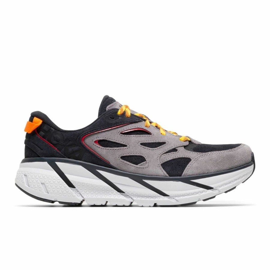 Footwear * | Hoka Clifton L Suede Black/Lunar Rock