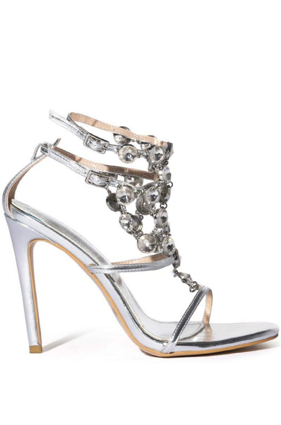 Shoes * | Azalea Wang Fleur Metallic Sandal In Silver