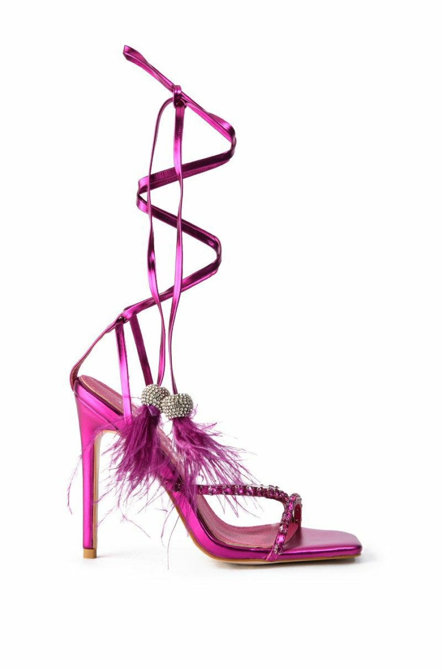 Shoes * | Azalea Wang Missy Stiletto Metallic Sandal In Fuchsia