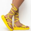 Shoes * | Azalea Wang Catching Flights Flatform Sandal In Neon Yellow