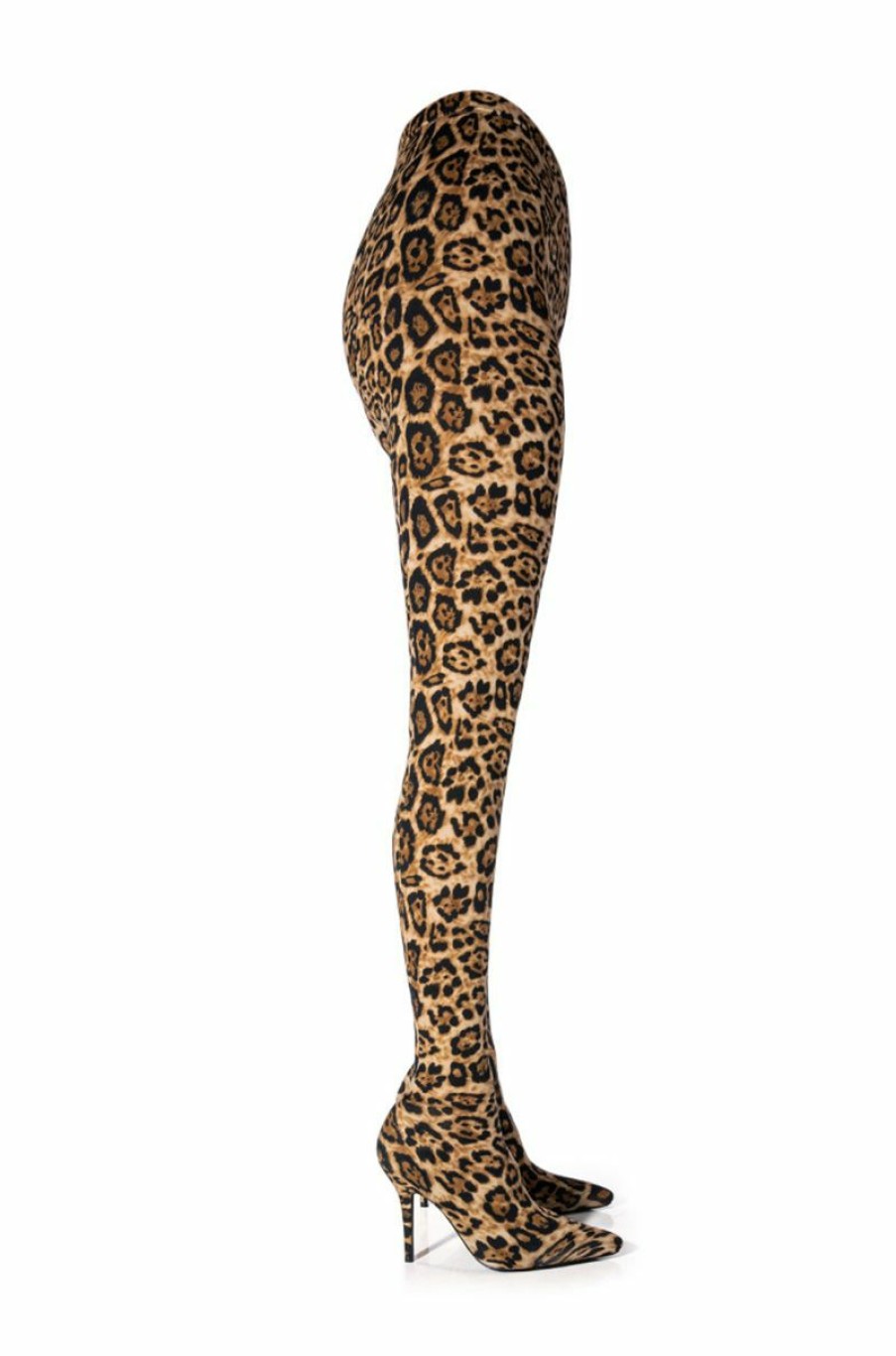 Shoes * | Azalea Wang Wild Side Print Pant Boots Leopard