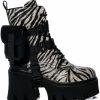 Shoes * | Azalea Wang Follow Chunky Combat Bootie In Zebra