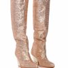 Shoes * | Azalea Wang Raise The Bar Embellished Western Boot In Nude