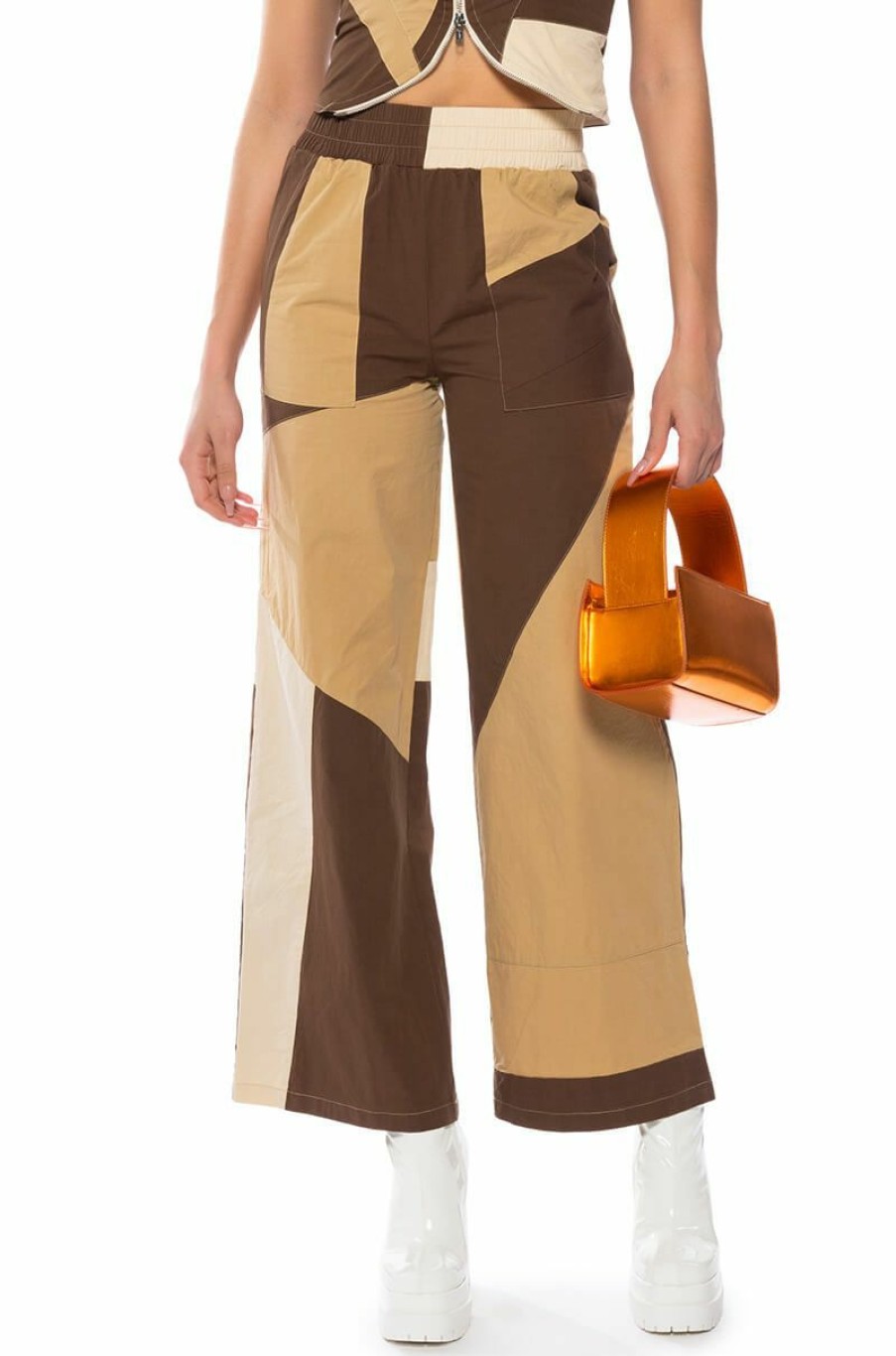 Bottoms * | Lexi Wide Leg Jogger Brown Multi