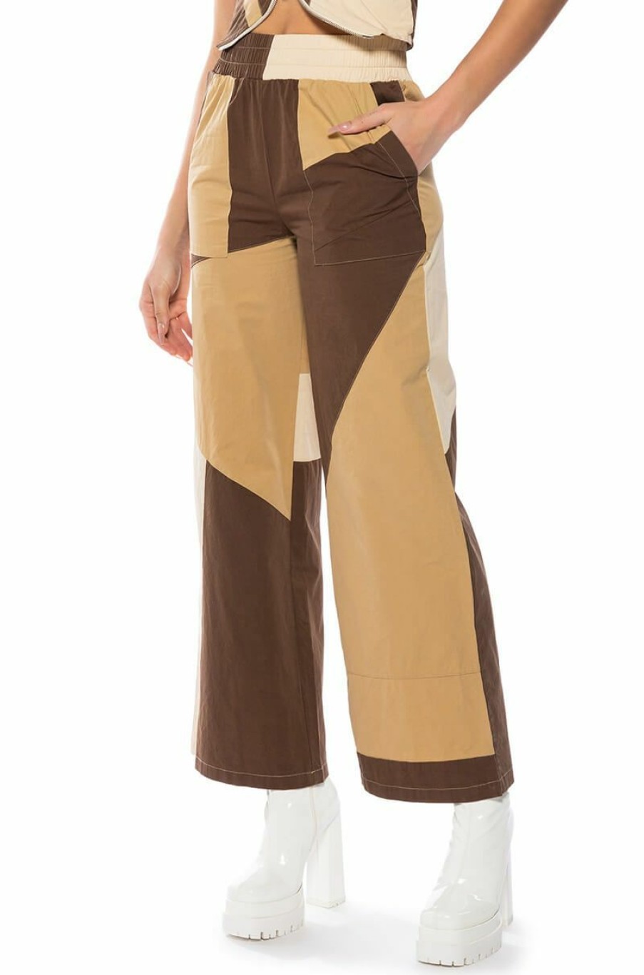 Bottoms * | Lexi Wide Leg Jogger Brown Multi