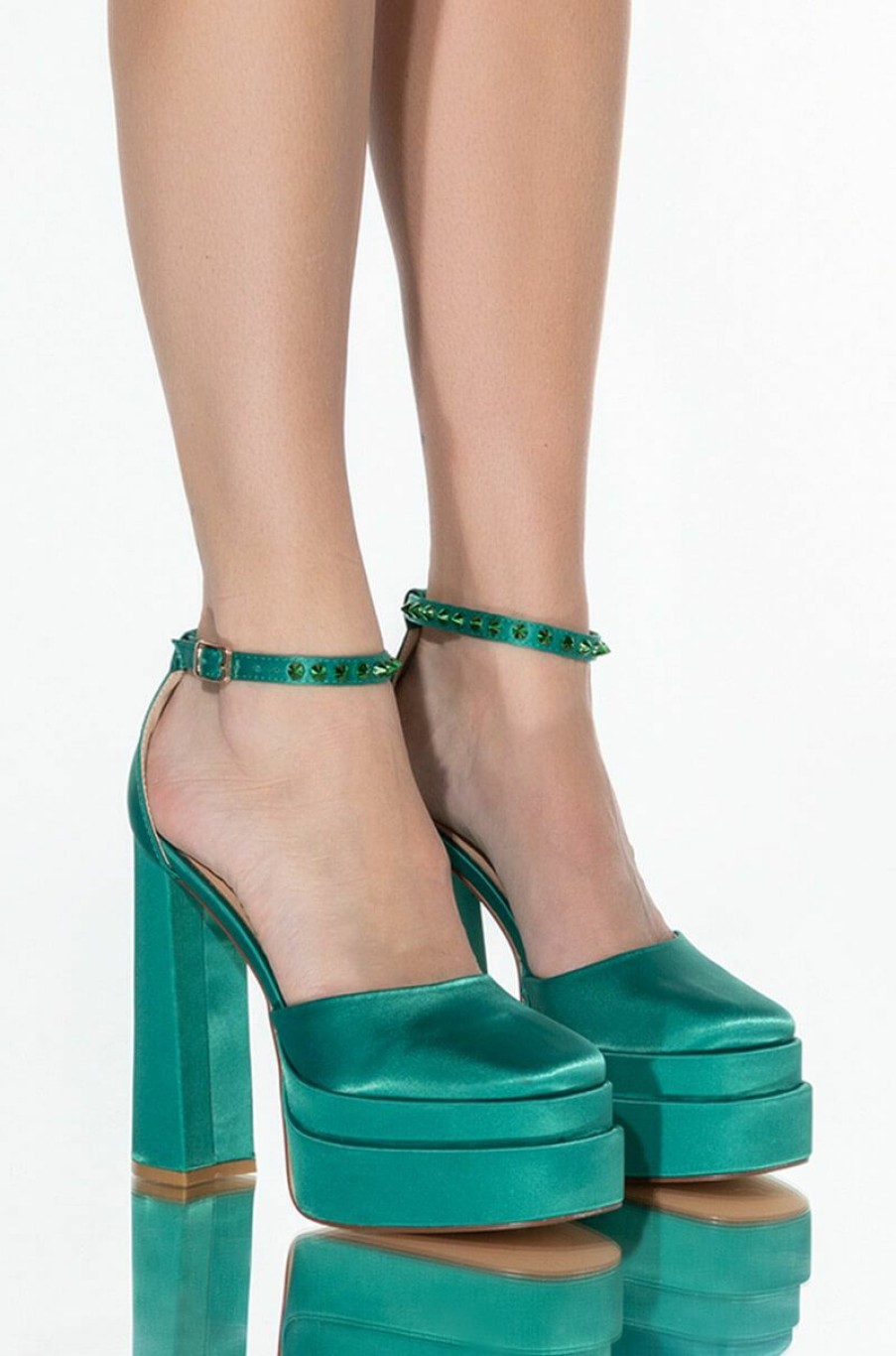 Shoes * | Azalea Wang City On Fire Chunky Pump In Green