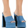 Shoes * | Azalea Wang Rheya Chunky Mule In Denim