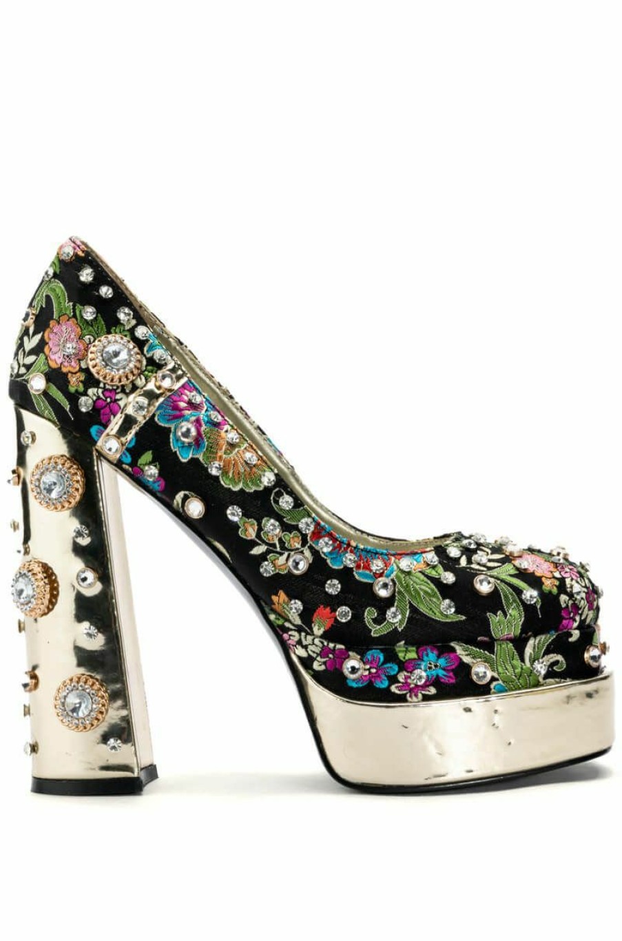 Shoes * | Azalea Wang Gemma Satin Embellished Pump In Black