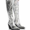 Shoes * | Azalea Wang After Party Metallic Western Boot In Silver