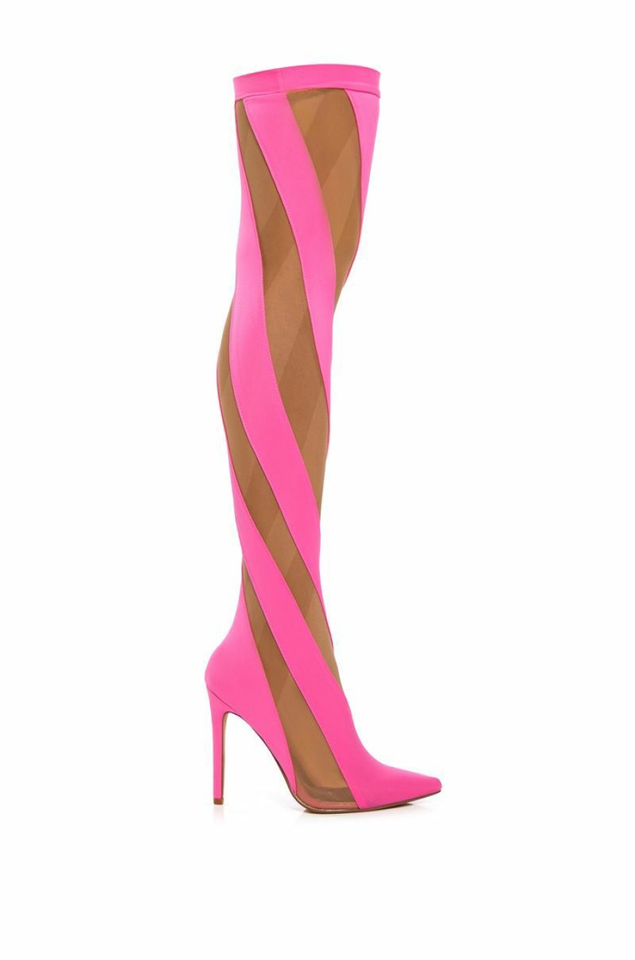 Shoes * | Lilith Mesh Thigh High Boot In Pink