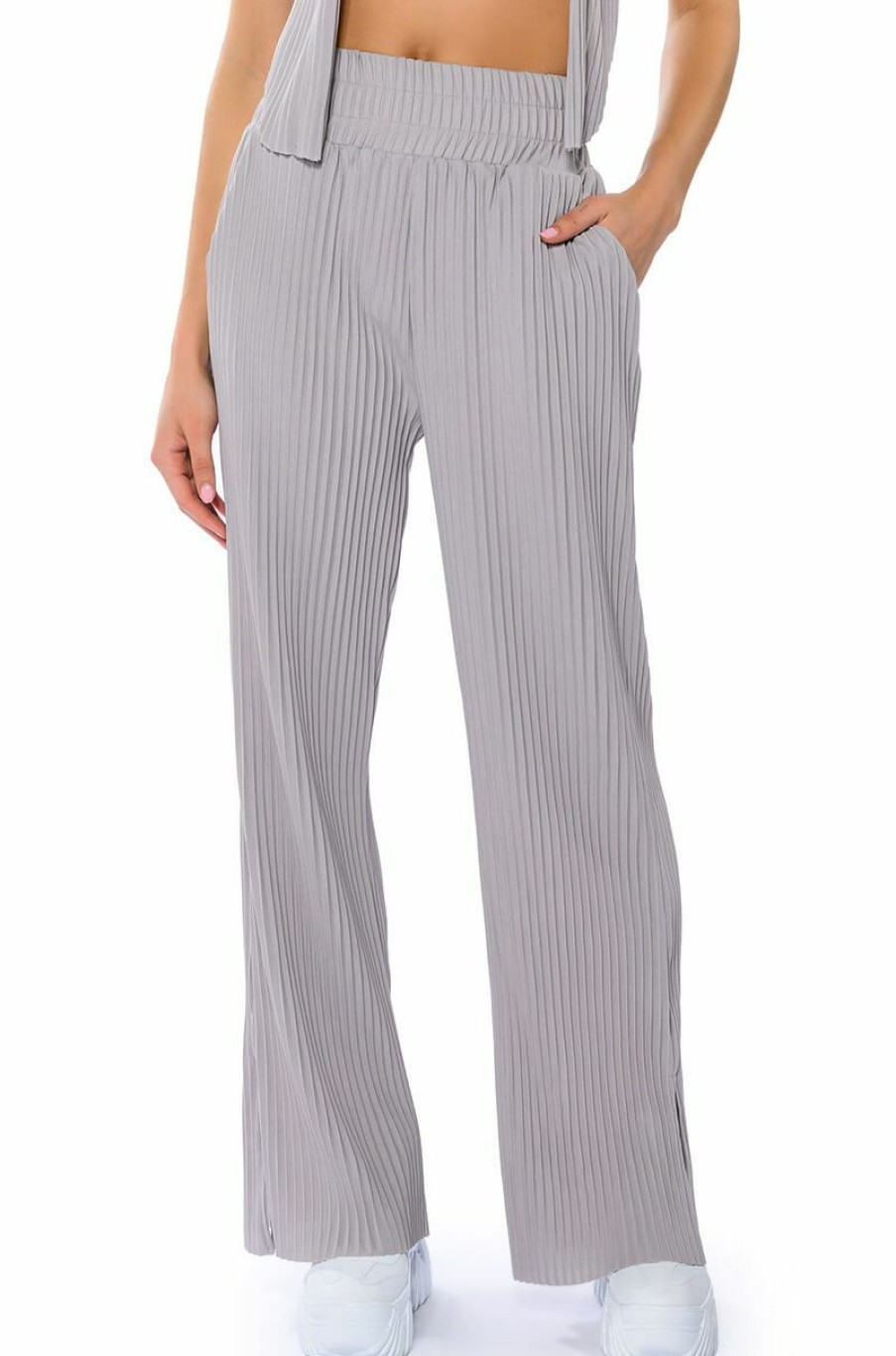 Bottoms * | Lucy High Rise Wide Leg Pant Grey