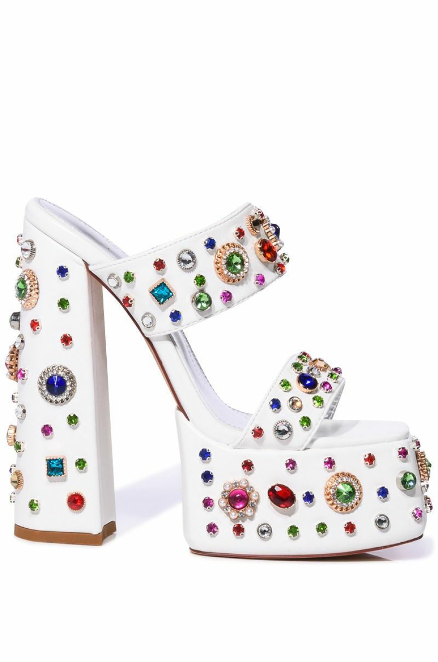 Shoes * | Azalea Wang Breeze Embellished Chunky Sandal In White