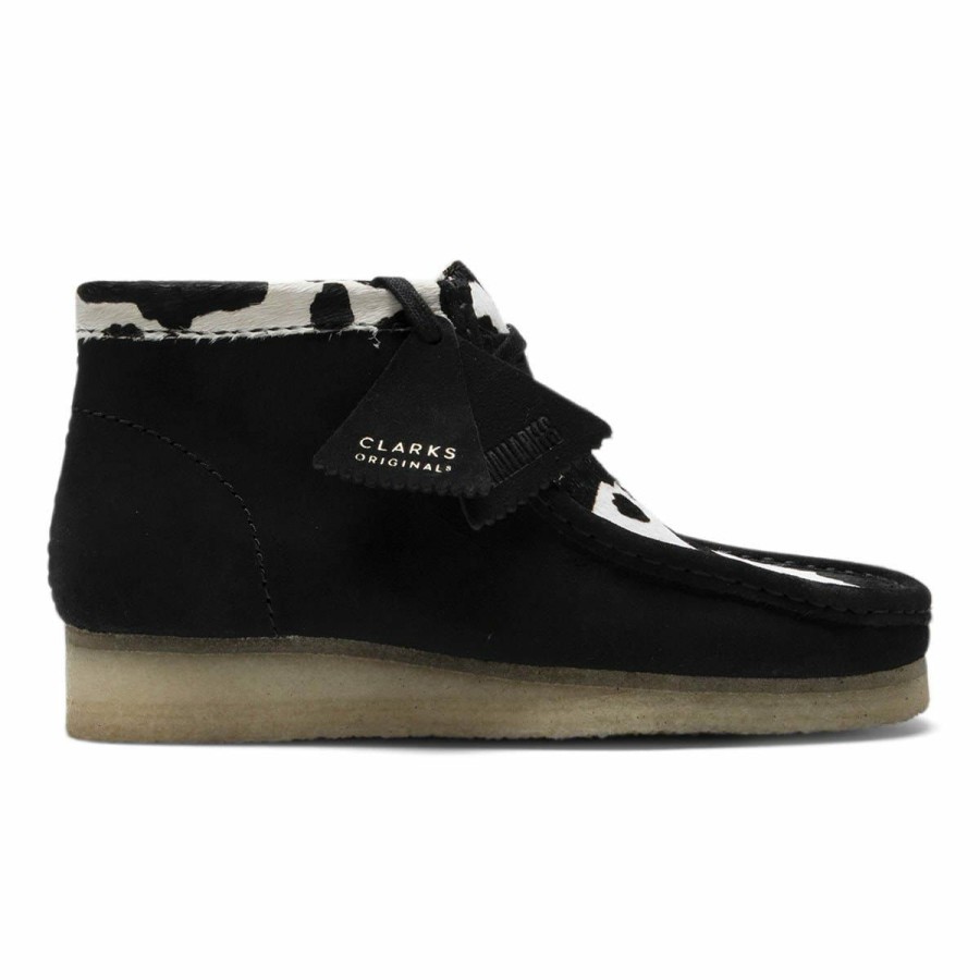 Footwear * | Clarks Wallabee Boot Black Cow Print