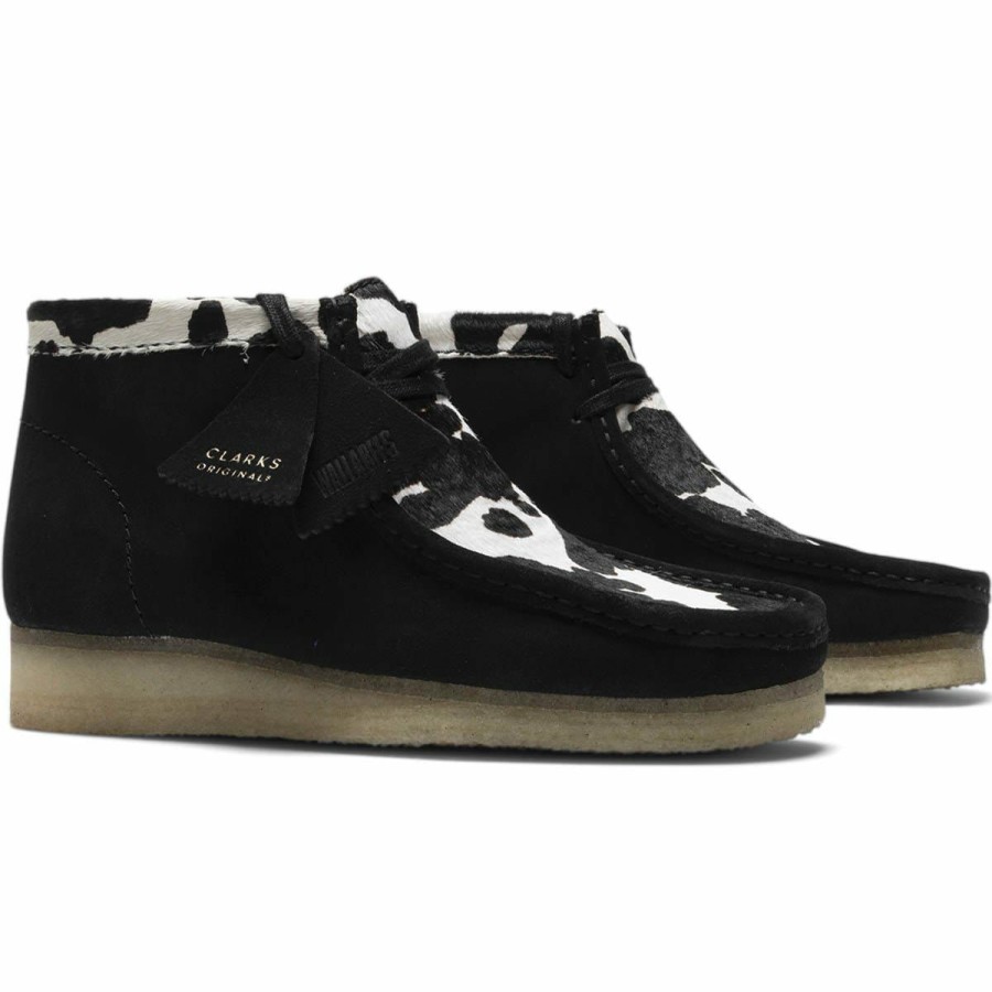 Footwear * | Clarks Wallabee Boot Black Cow Print